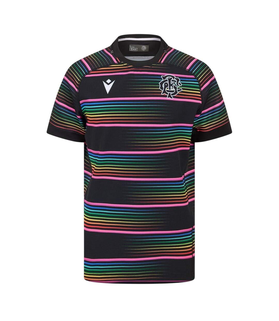 Chemise Entraînement Motif/style Rayures Arc-en-ciel Barbarians 24/25 Homme Noir Rose Macron-1