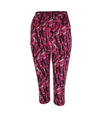 Dare 2B Womens/Ladies Influential Zebra Print 3/4 Leggings (Neon Pink) - UTRG10352