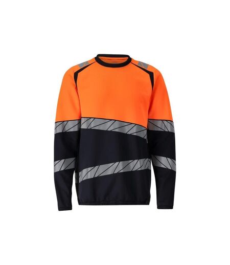 Mens Two Toned Hi-vis Modern Sweatshirt Dark Navy Orange Mascot