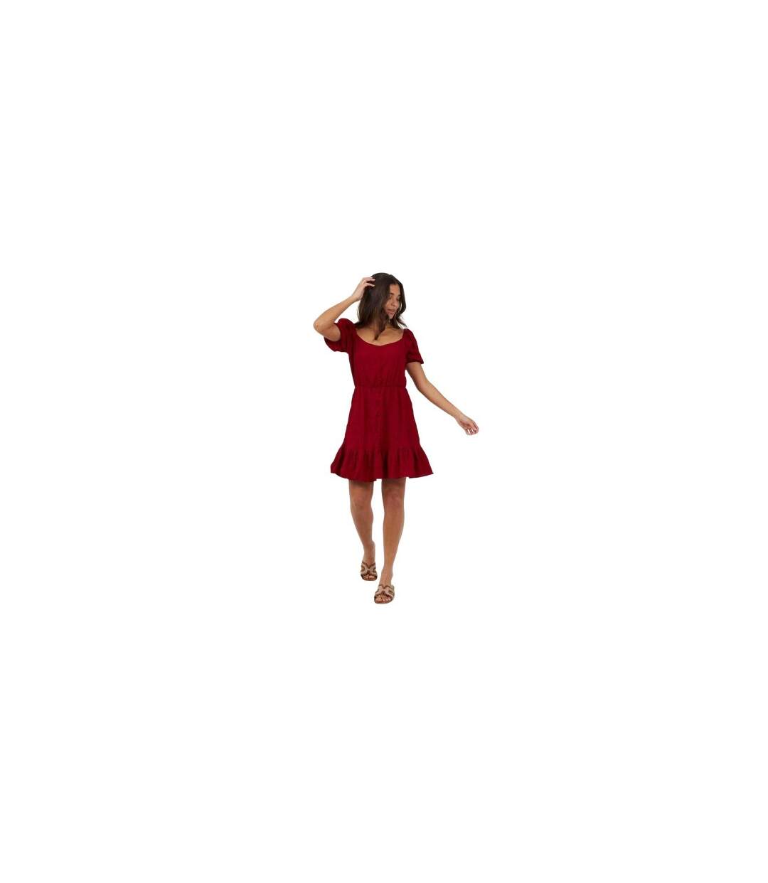 Robe Courte Manches Courtes Femme Rouge Brave Soul-1