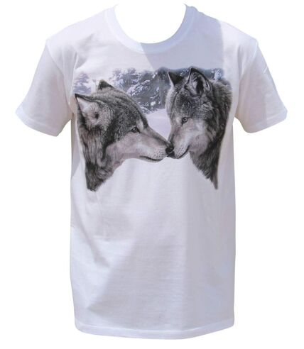T-shirt HOMME manches courtes - Loup solar - 8984 - Blanc