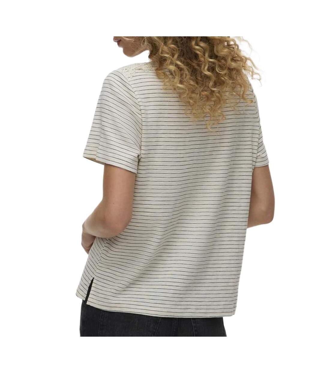 T-Shirt blanc/marine femme vero moda karoline-2