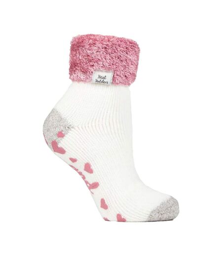 Heat Holders - 1 paire chaussettes antidérapantes de lit femme duveteux hiver