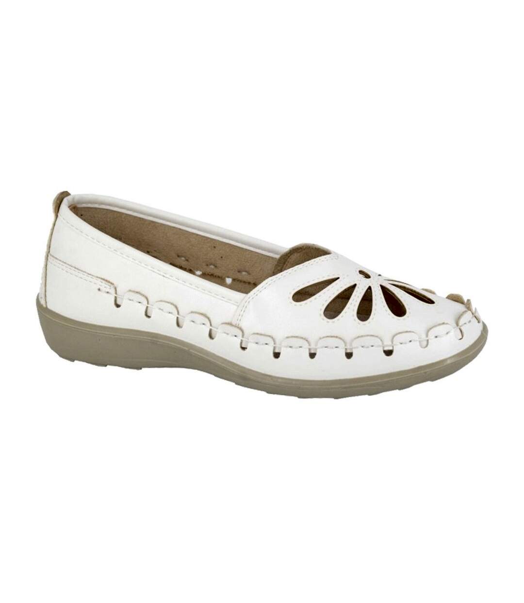 Womens/ladies leather casual shoes white Boulevard-1