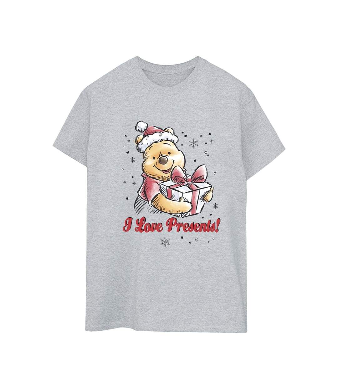 Disney Womens/Ladies Winnie The Pooh Love Presents Cotton Boyfriend T-Shirt (Gris sportif) - UTBI47451-1