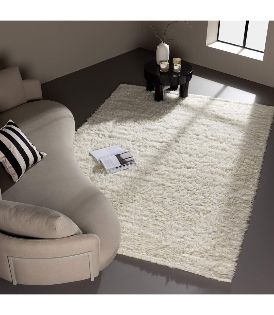 Tapis Rectangulaire en Laine Leiko 160x230cm Naturel-4