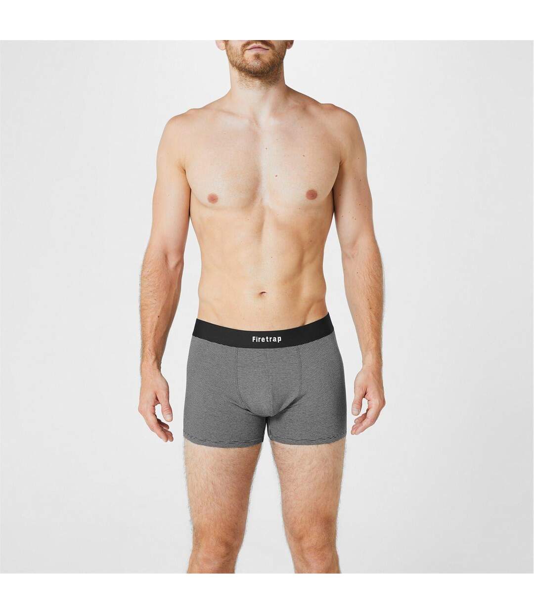 Lot De 2  Boxers Motif/style Logo Homme Noir Gris À Rayures Firetrap-2