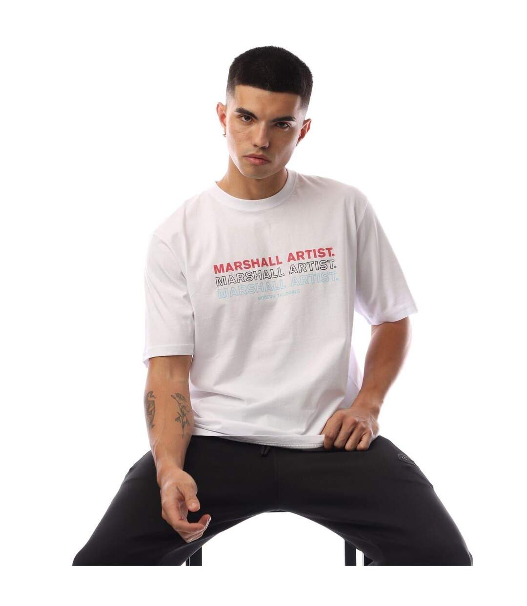 T-shirt Motif/style Logo Répété Homme Blanc Marshall Artist-4