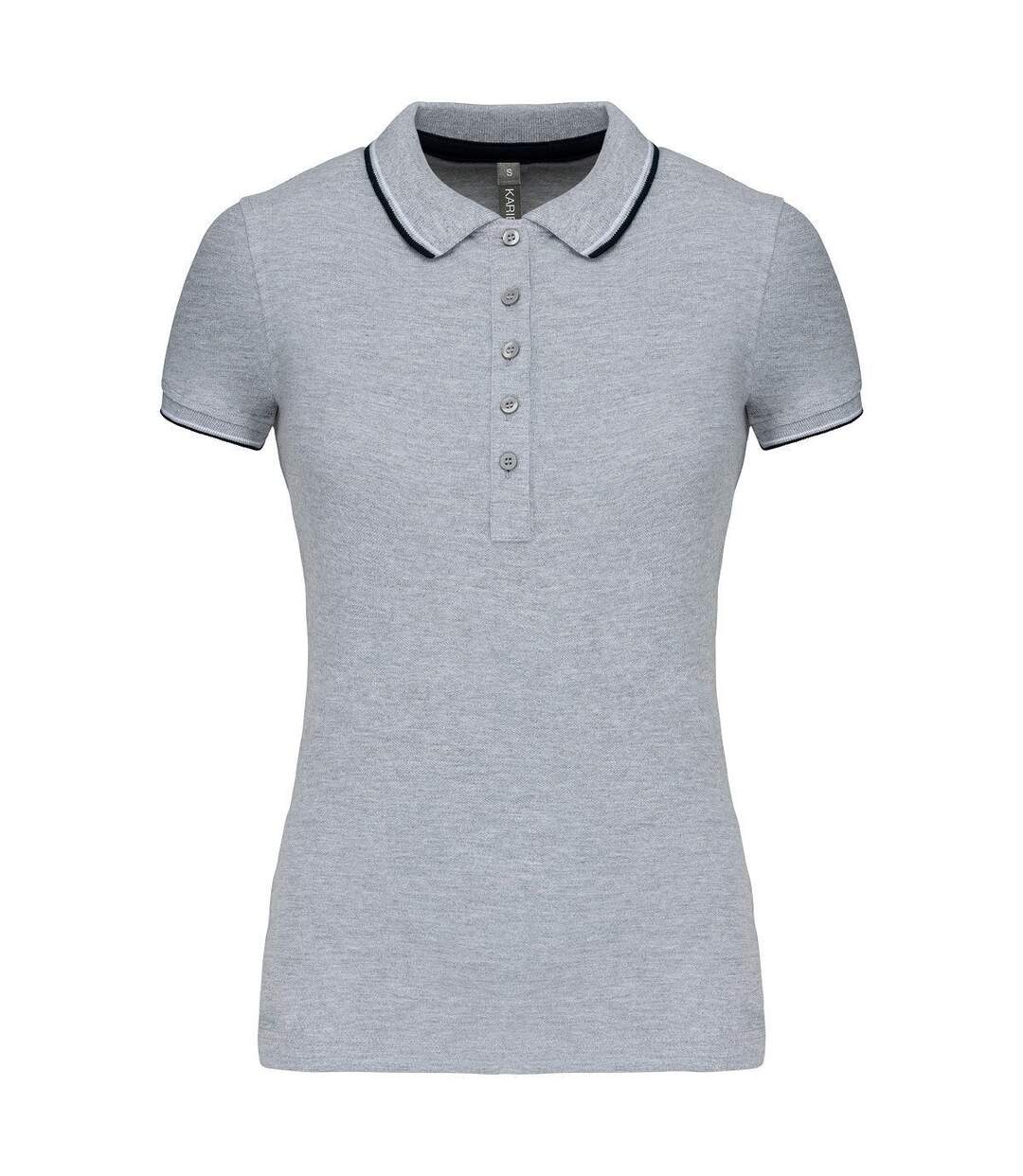 Polo manches courtes - Femme - K251 - gris oxford - marine - blanc