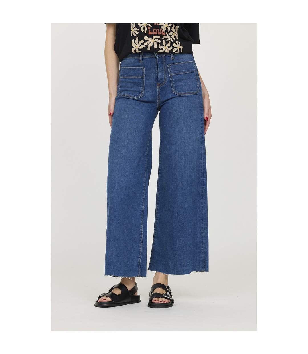 Jean coton cropped flare JOULIA-5