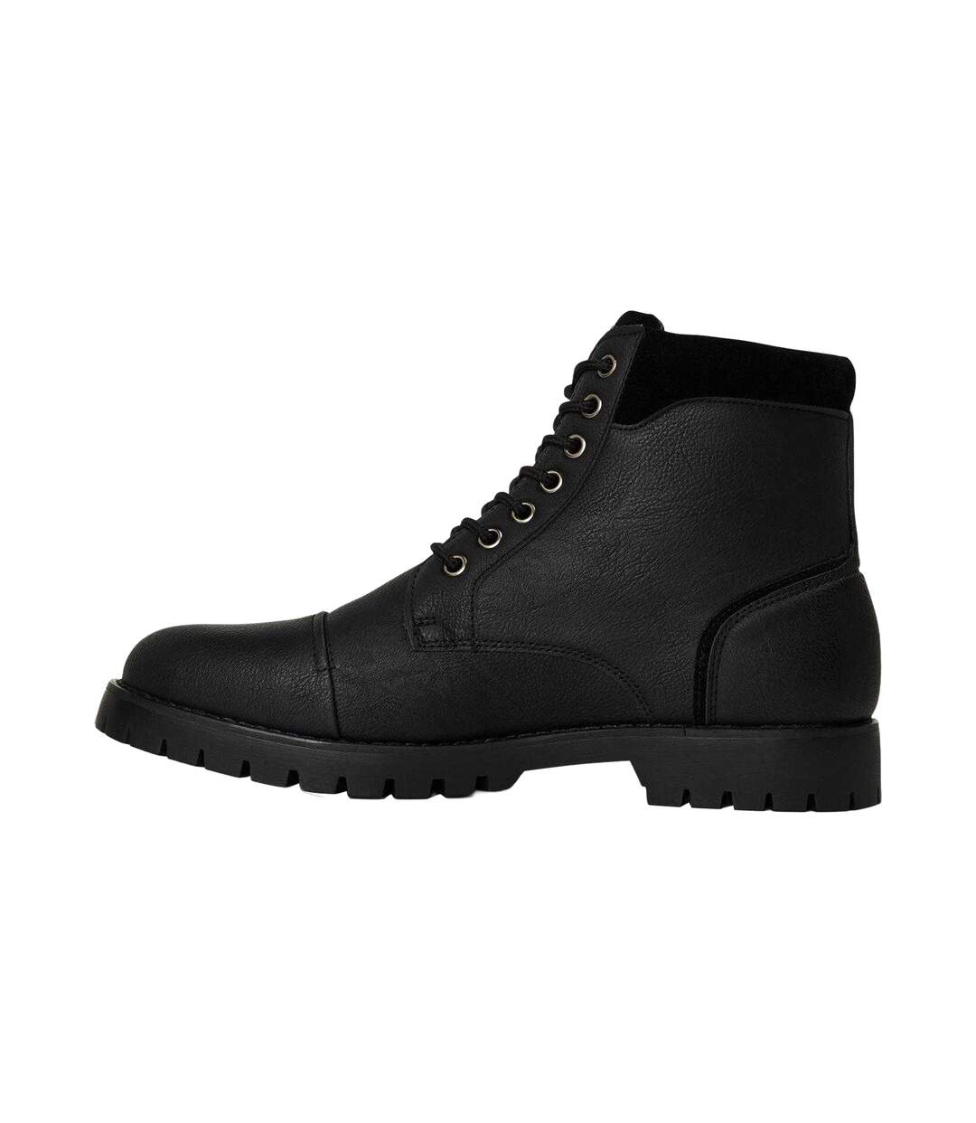 Mens Plain Leather Combat Boots Black Original Penguin-2