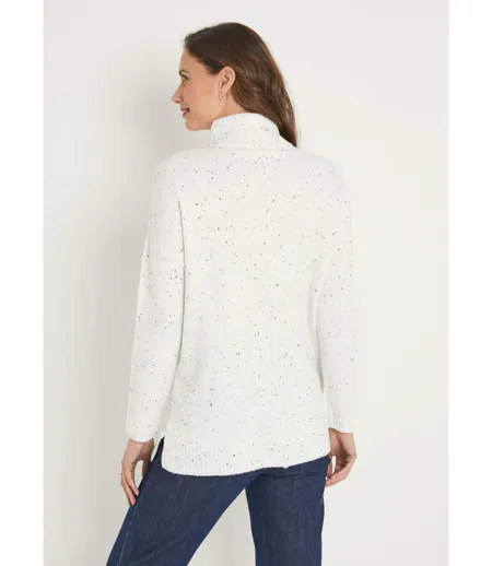 Pull-tunique chaud moucheté col roulé