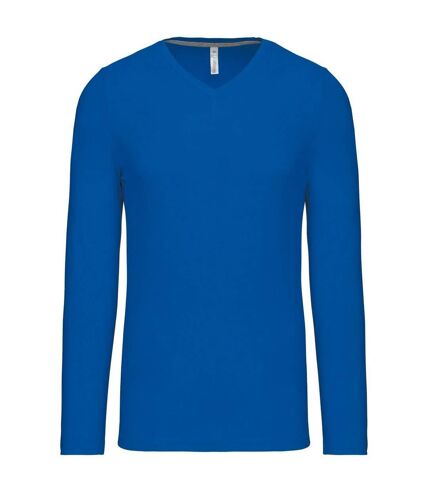 T-shirt manches longues col V - K358 - bleu tropical - homme