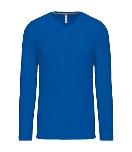 T-shirt manches longues col V - K358 - bleu tropical - homme