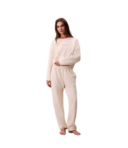 Pantalon De Jogging Motif/style Matelassé Femme Blanc Cassé Calvin Klein