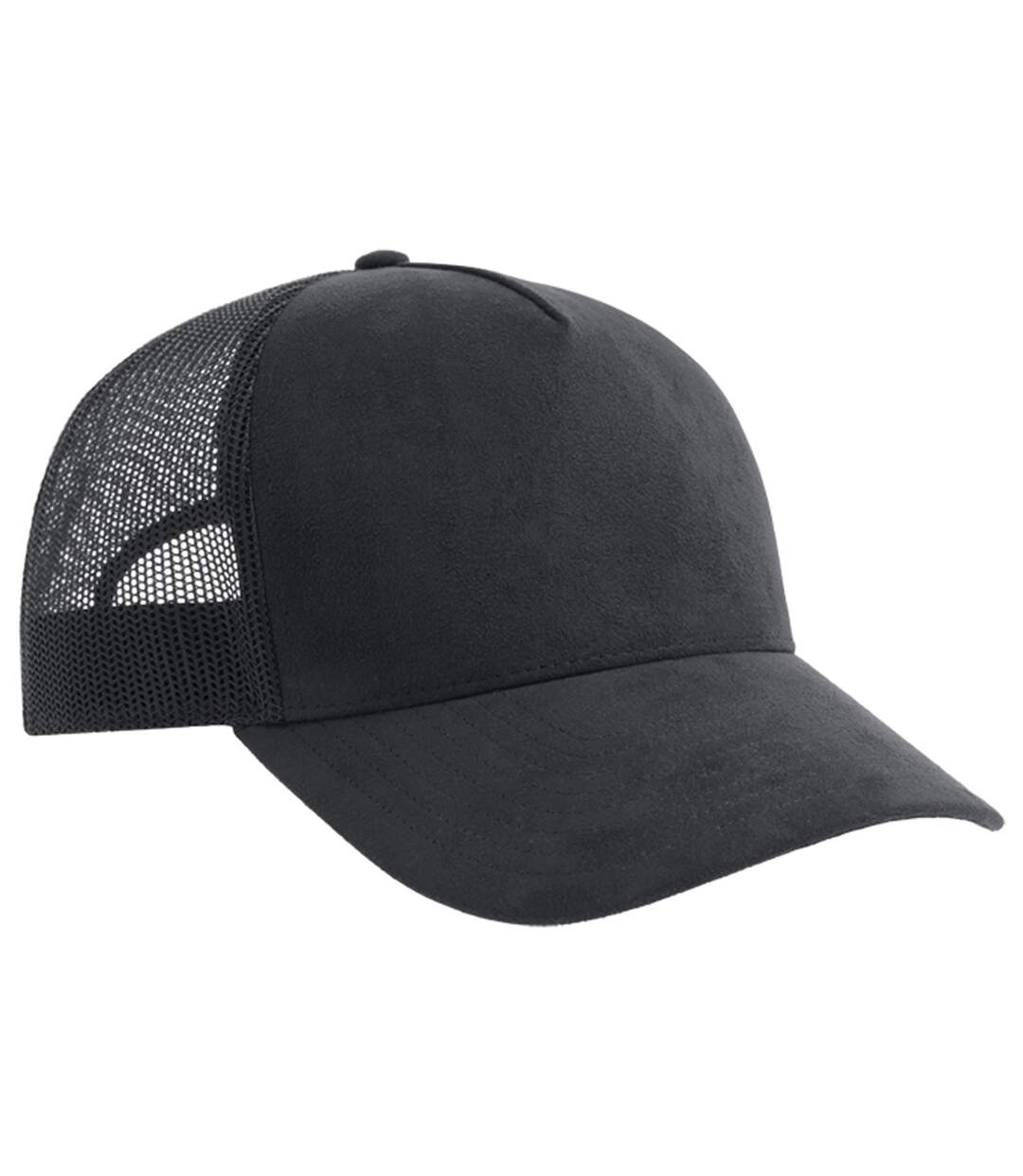 Unisex Adult Rapper 5 Panel Suede Sustainable Trucker Cap Black Atlantis-2
