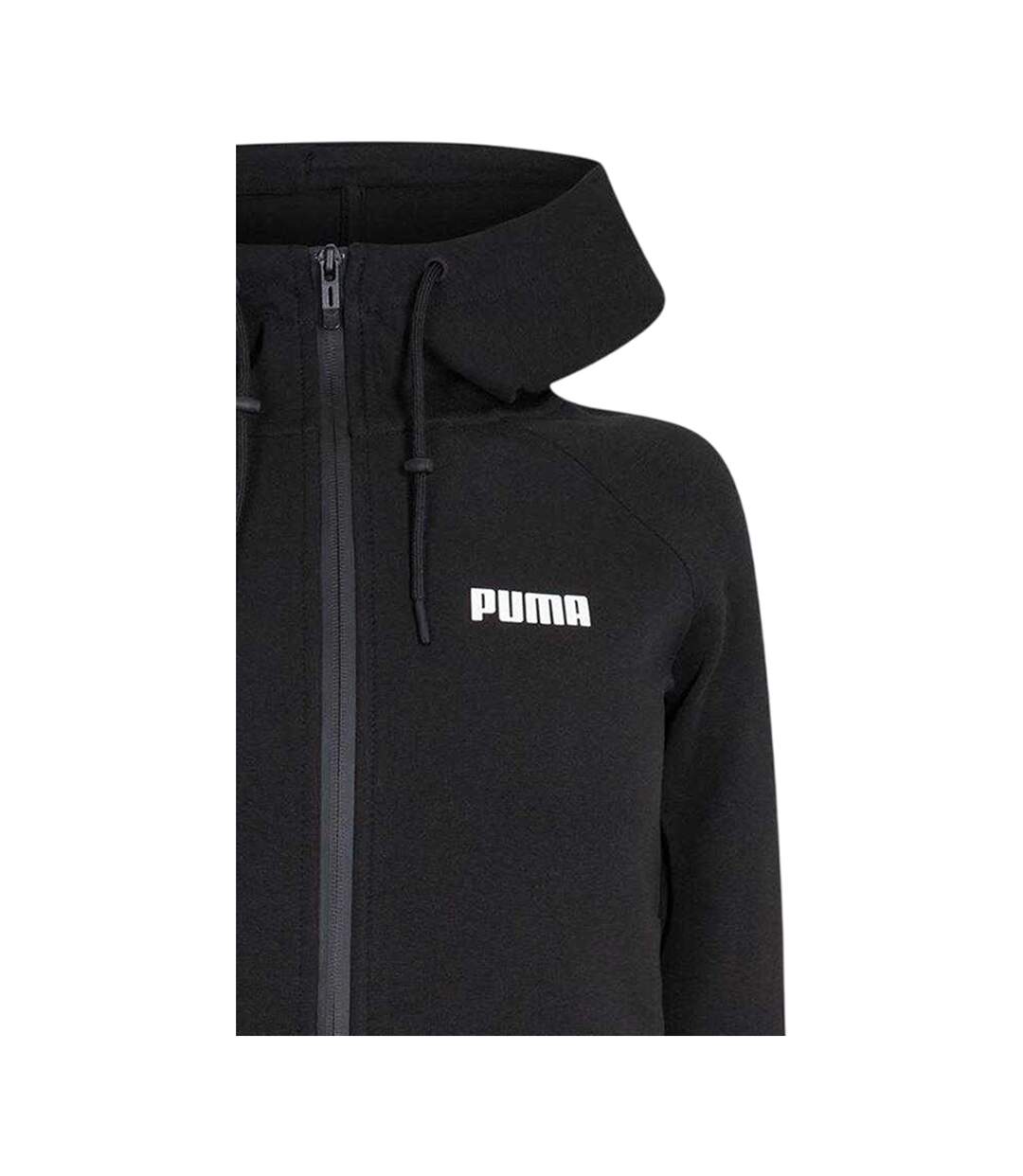 Womens/ladies Logo Hooded Regular Sweat Jacket  Black Puma-2