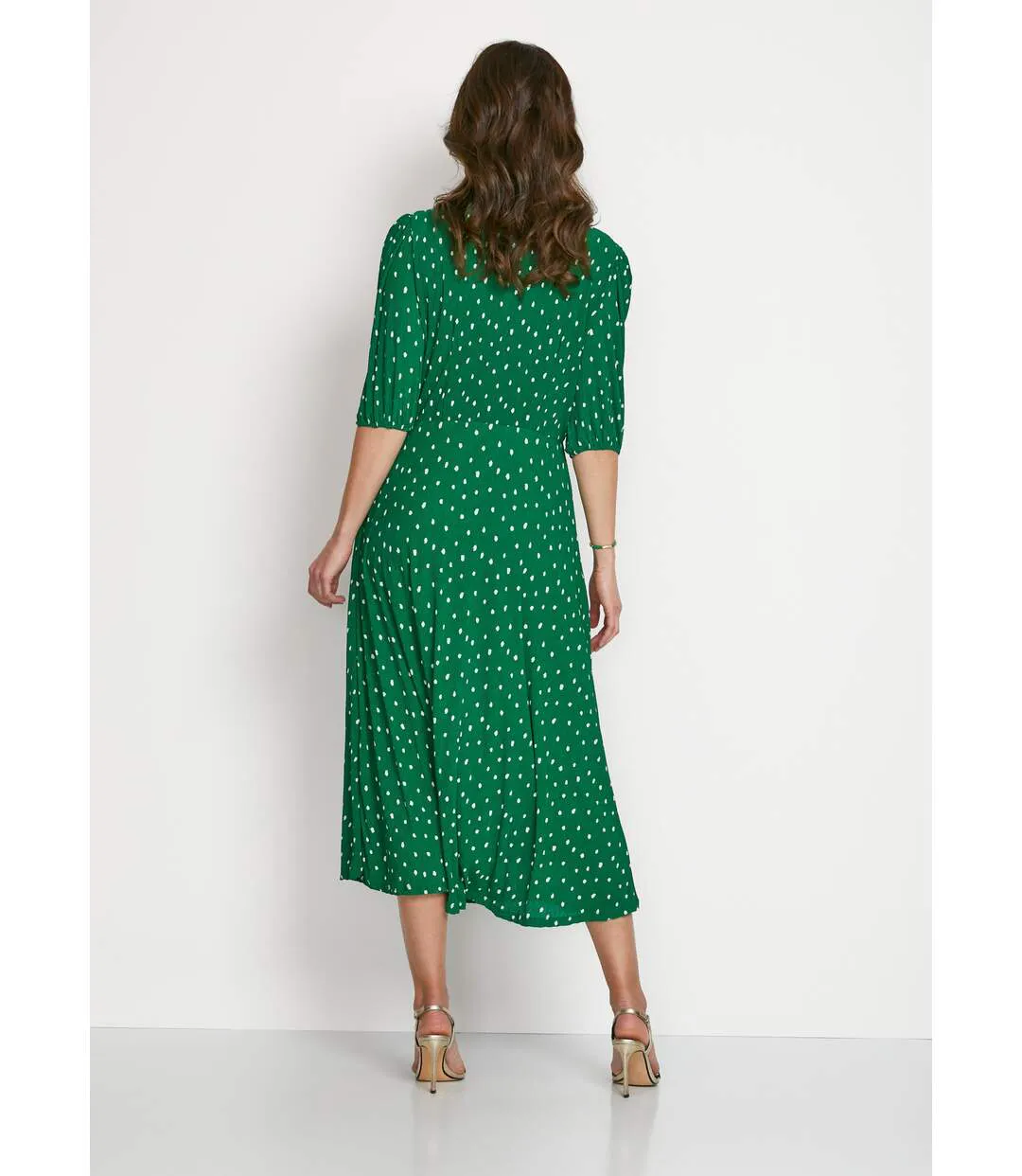 Robe mi longue cache-coeur pois-2