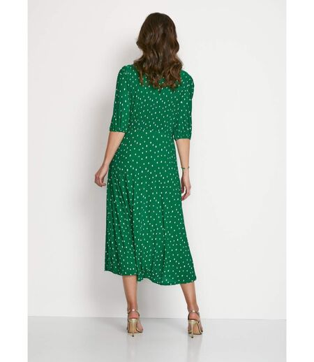 Robe mi longue cache-coeur pois