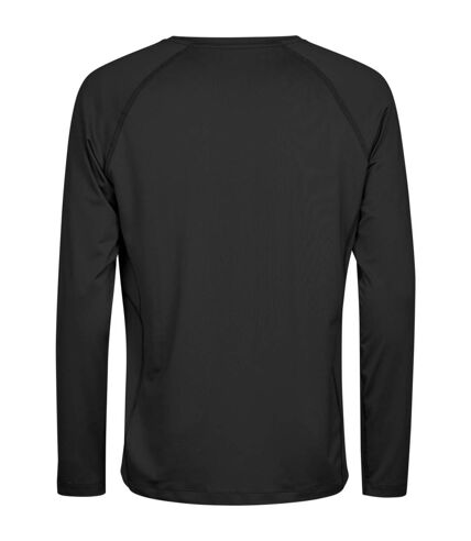 Tee Jays Mens CoolDry Long-Sleeved Crop T-Shirt (Black)