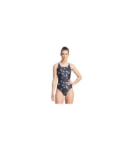 Womens/ladies Bar Logo One Piece Swimsuit Black Adidas