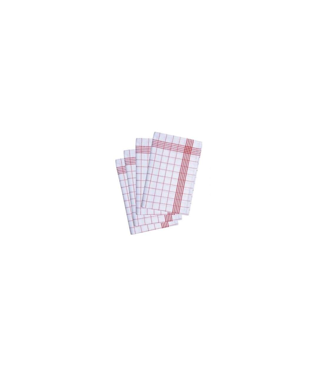Lot 10 torchons de vaisselle coton - KY076 GT 16-8 - rouge et blanc-2