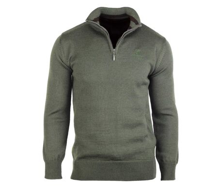 Pull camionneur Camionneur Homme Coton Zippé Olive & Choco