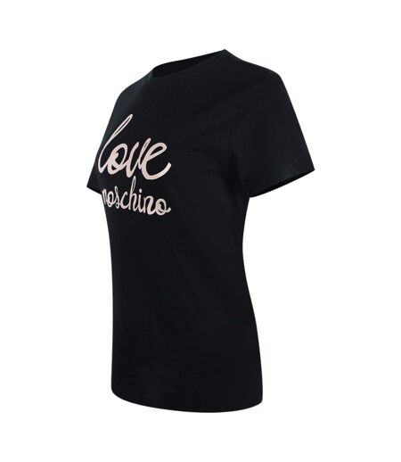 T-shirt Motif/style Logo Cursif Femme Noir Love Moschino