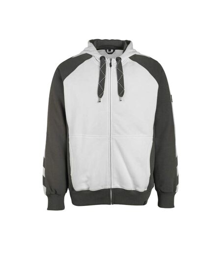 Mens Unique Wiesbaden Full Zip Hoodie White Dark Anthracite Mascot