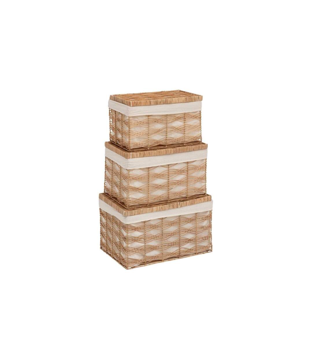 Lot de 3 Malles en Rotin Rosy 59cm Naturel-1