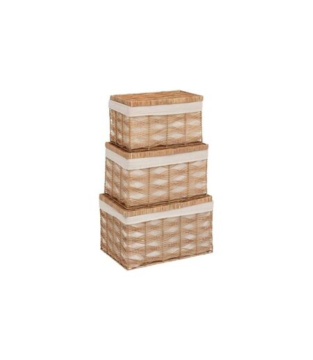 Lot de 3 Malles en Rotin Rosy 59cm Naturel