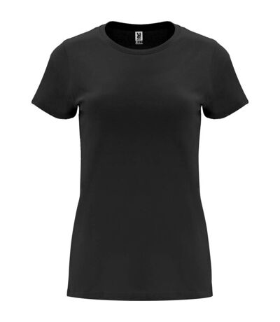 Womens/ladies capri short-sleeved t-shirt solid black Roly