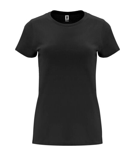 Womens/ladies capri short-sleeved t-shirt solid black Roly