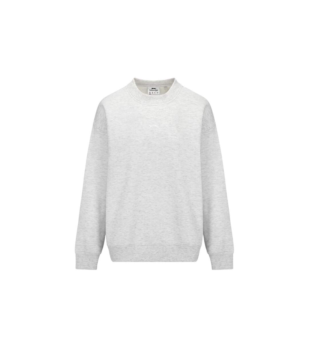 Womens/ladies Plain Polycotton Crew Neck Jumper Ice Grey Marl Slazenger-1