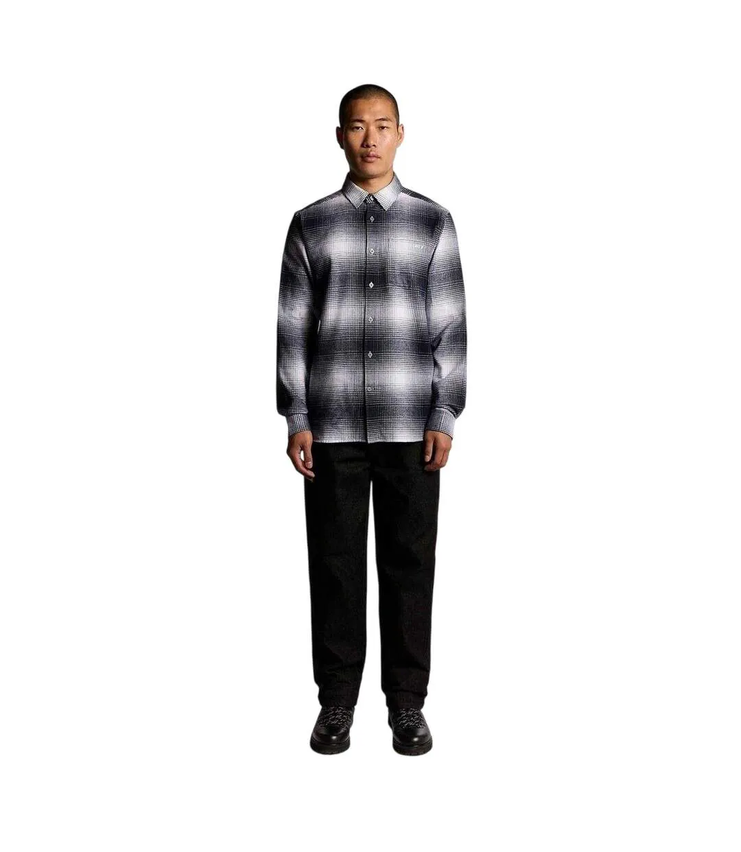 Chemise Manches Longues En Flanelle Motif/style Motif Écossais Homme Bleu Nuit Blanc À Carreaux Lyle & Scott-1