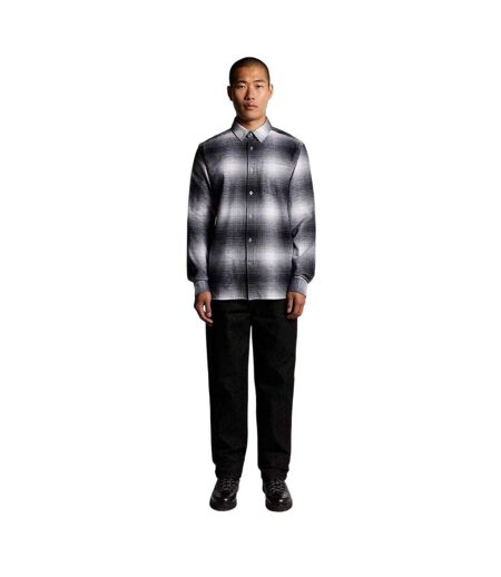 Chemise Manches Longues En Flanelle Motif/style Motif Écossais Homme Bleu Nuit Blanc À Carreaux Lyle & Scott