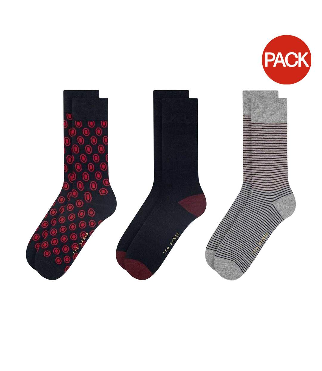 Lot De 3  Chaussettes Officiel Homme Bleu Rouge Ted Baker-1