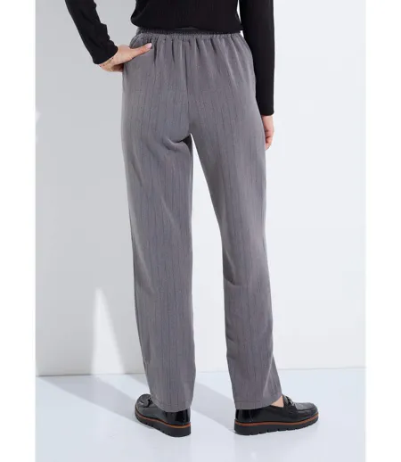 Pantalon droit lien à la taille 3/4 élastiquée
