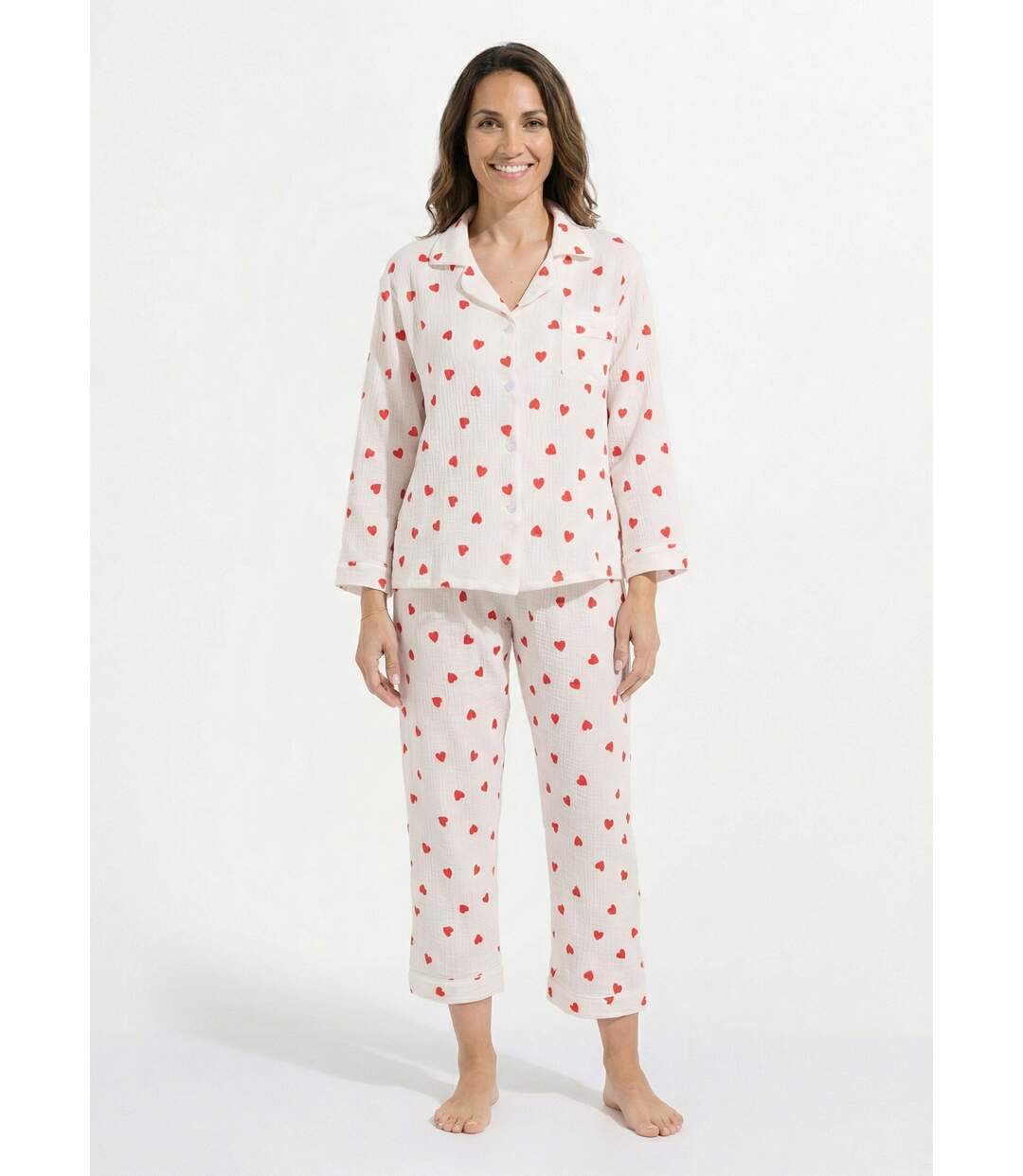 Pyjama 2 pièces gaze de coton et c¿urs-1