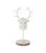 Tête de Cerf sur Socle Imitation Fourrure 52cm Écru-2
