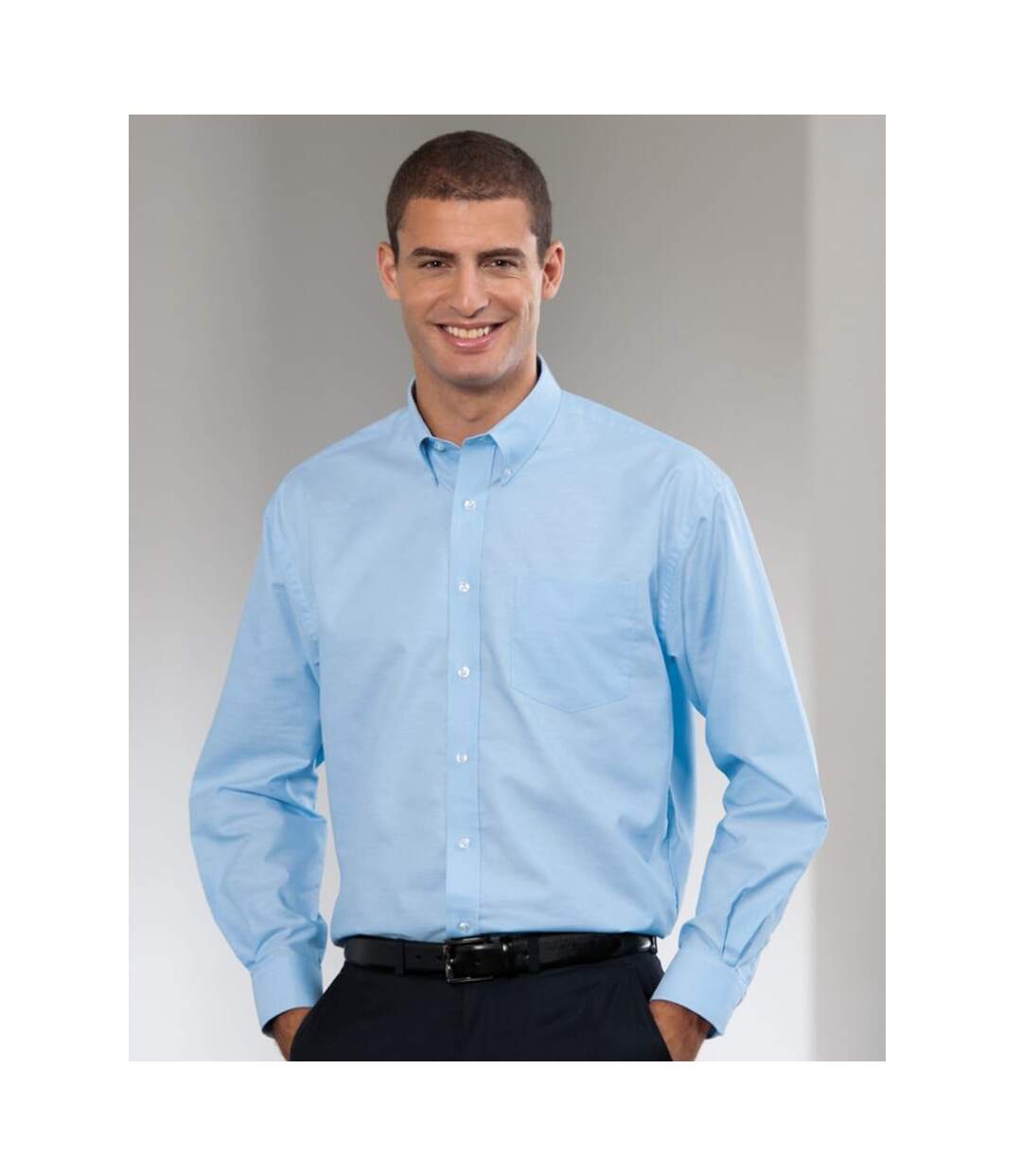 Collection mens long sleeve easy care oxford shirt oxford blue Russell-3