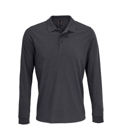 SOLS Unisex Adult Prime Pique Long-Sleeved Polo Shirt (Dark Grey)