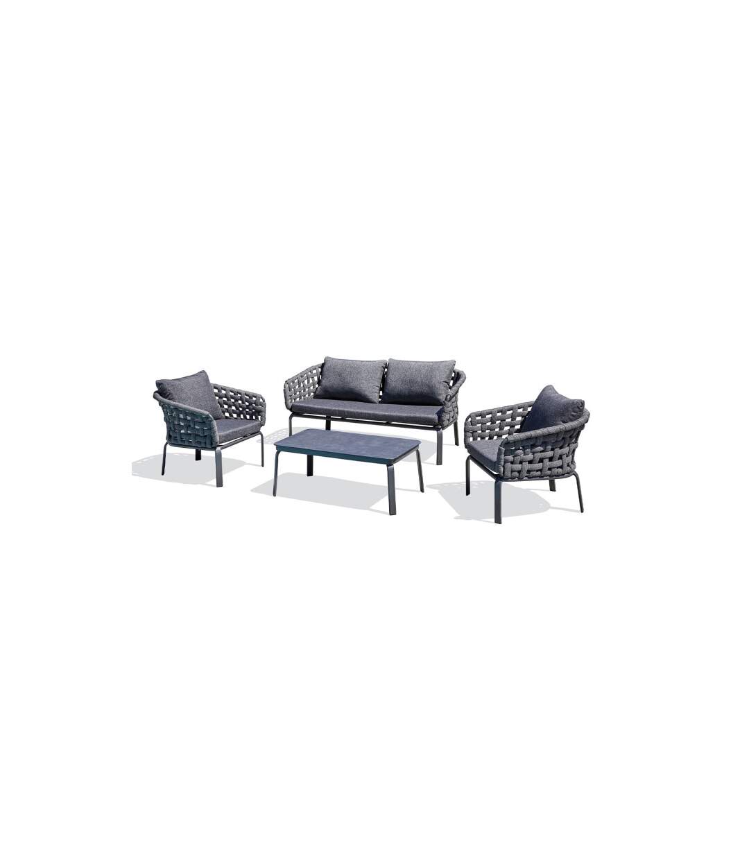 Salon de Jardin 4 Places Camargue 137cm Gris Anthracite-2