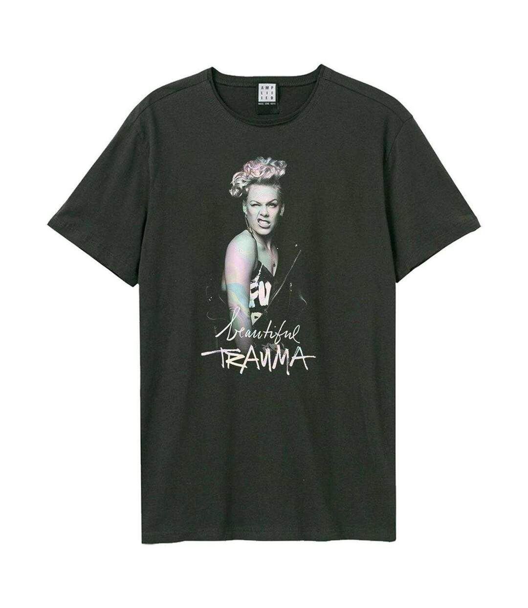 T-shirt Unisexe Adulte Beautiful Trauma P!nk Charbon Amplified-1