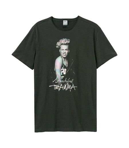 T-shirt Unisexe Adulte Beautiful Trauma P!nk Charbon Amplified