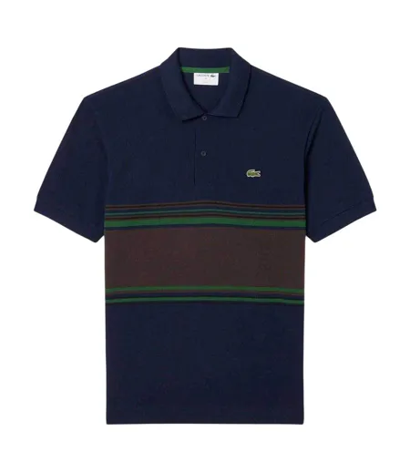 Mens Logo Short-sleeved Polo Shirt Navy Blue Lacoste