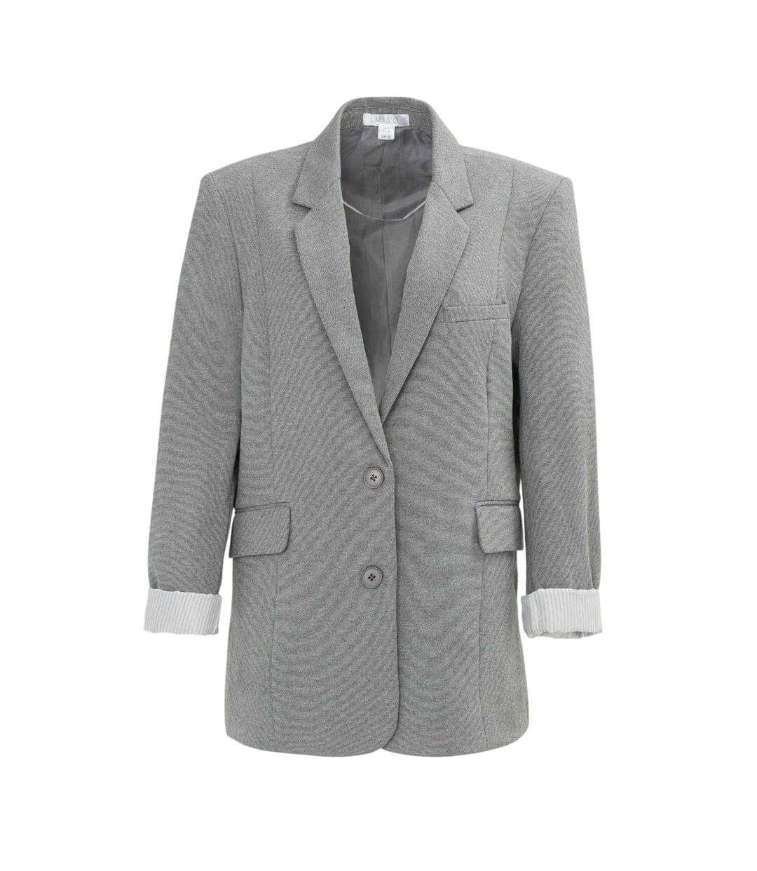 Womens/ladies Turned Up Cuff Blazer Light Grey Miso-1
