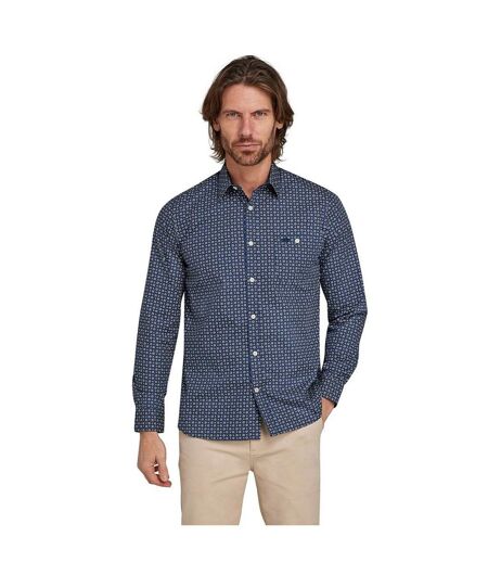 Mens geometric long-sleeve shirt marine Raging Bull