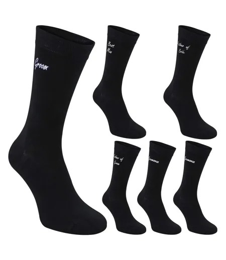 6 Pairs Mens Wedding Socks in Black and Navy with a Giftbox