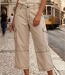 AXXANO AE1271B - Pantacourt femme à rayures beige et blanc en pur coton-1